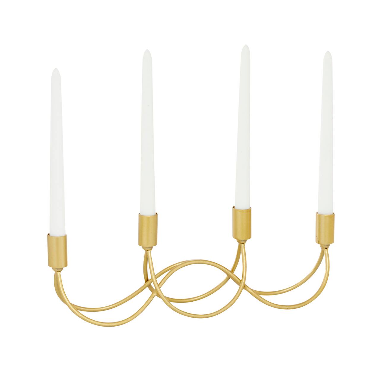 CosmoLiving by Cosmopolitan Gold Metal Contemporary Candelabra, 5" x 15" x 3"